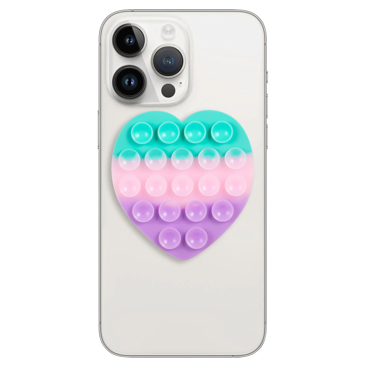 Suction Phone Case Mount Silicon Adhesive Phone Accessory for iPhone and Android Hands-Free Fidget Toy Mirror Shower Phone Holder Tiktok Videos and Selfies(Love Shaped Colorful)