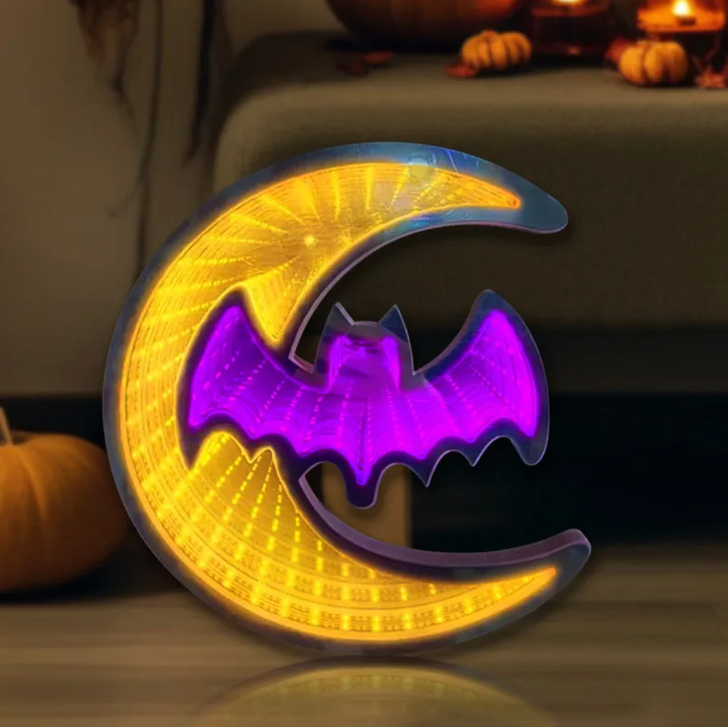 Halloween Moon & Bat LED Light 🌙🦇