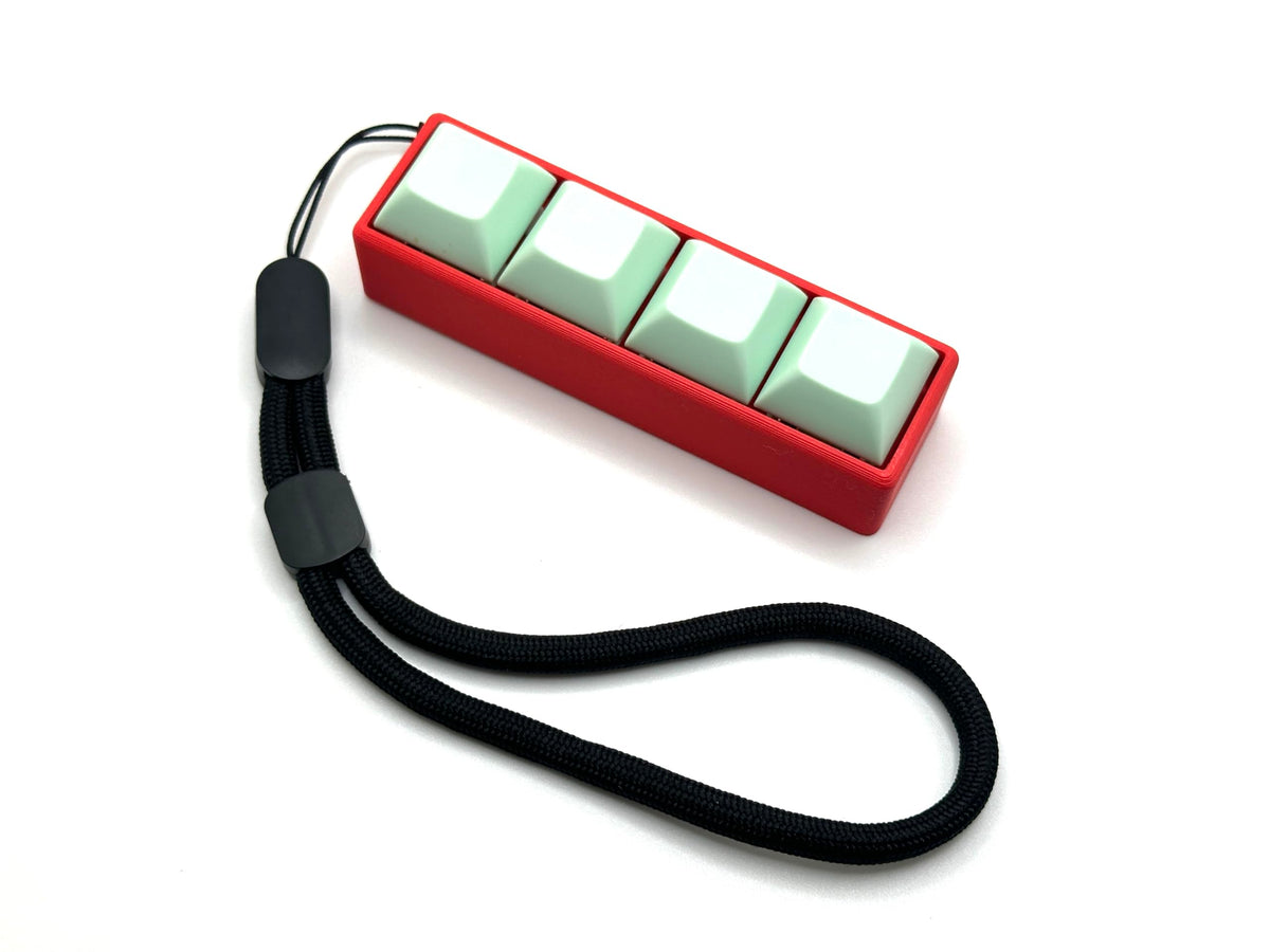 Four-Button Clicky Mechanical Switch Fidget Toy | Stim Toy Stress Relief ADHD (Red Base Mint Green Keycaps)