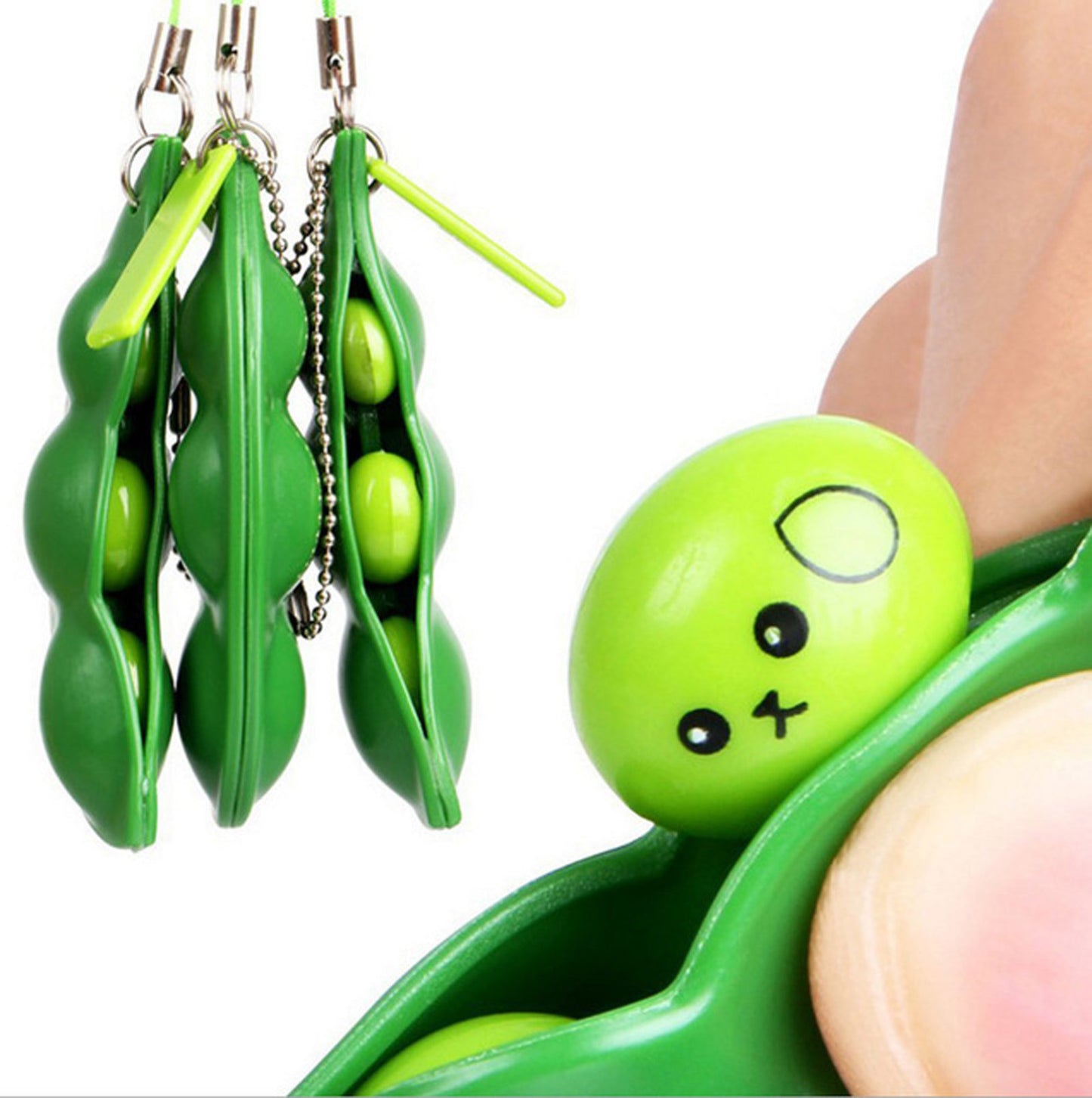 Poppet Edamame Fidget Toy Keychain for Stress Relief